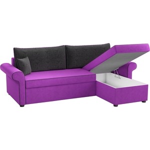Угловой диван Мебелико Милфорд микровельвет фиолетово-черный правый угол