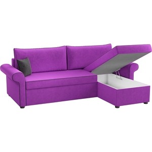 Угловой диван Мебелико Милфорд микровельвет фиолетовый правый угол