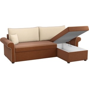 Угловой диван Мебелико Милфорд рогожка коричнево-бежевый правый угол