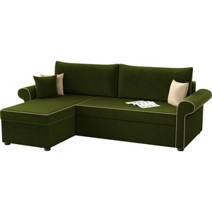 Угловой диван Мебелико Милфорд микровельвет зеленый левый угол