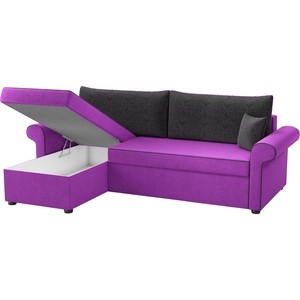 Угловой диван Мебелико Милфорд микровельвет фиолетово-черный левый угол