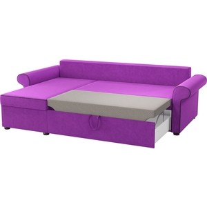 Угловой диван Мебелико Милфорд микровельвет фиолетовый левый угол