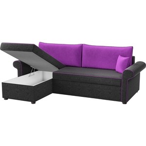 Угловой диван Мебелико Милфорд микровельвет черно-фиолетовый левый угол