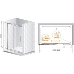 Душевая дверь Cezares Premier-Soft W-BF-1 120х200 прозрачная, хром (Premier-Soft-W-BF-1-120-C-Cr-IV)