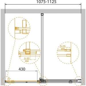 Душевая дверь Cezares Stream BF-1 110 прозрачная, хром (STREAM-BF-1-110-C-Cr)