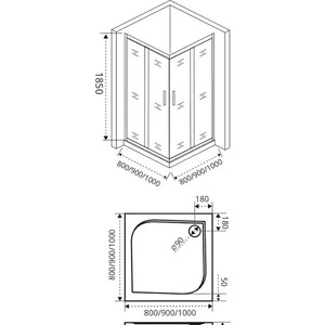 Душевой уголок Good Door Latte CR 80x80 прозрачный, хром матовый (CR-80-C-WE)