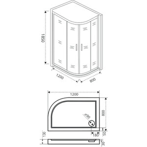 Душевой уголок Good Door Latte R-120-C-WE 120x80 прозрачный, хром матовый (ЛА00004)