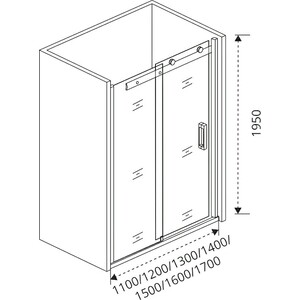Душевая дверь Good Door Galaxy WTW-160-C-B 160х195 прозрачная, черный (ГЛ00029)