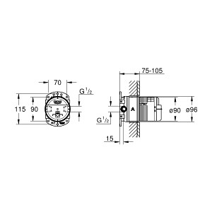 Механизм Grohe Rainshower SmartActive для верхнего душа 26475/26477/26479/26481 (26483000)