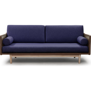 Диван Arsko Двалин орех-синяя рогожка прямой диван мебелик вега 10 ткань бирюза каркас орех п0005650