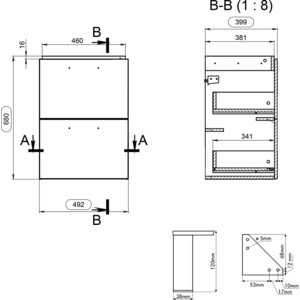 Тумба с раковиной Cersanit Melar 50 белая, с ножками (64127, UM-COM50/1, ZP-NOGA-KPL2)