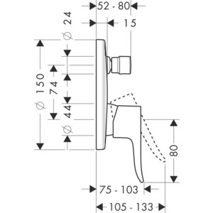 Смеситель для ванны Hansgrohe Metris с механизмом, хром (31493000, 01800180)