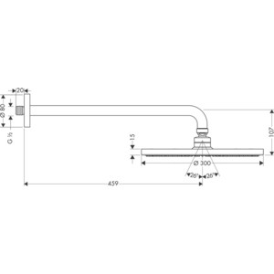 Верхний душ с кронштейном Hansgrohe Raindance S 300 46 см (27492000) Вид№2