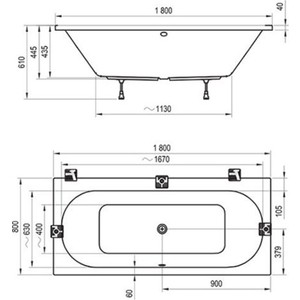 Акриловая ванна Ravak City Slim 180x80 (C921300000)