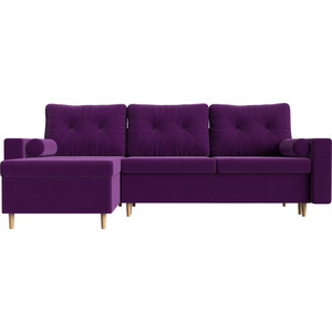 Угловой диван Мебелико Белфаст микровельвет фиолетовый левый угол