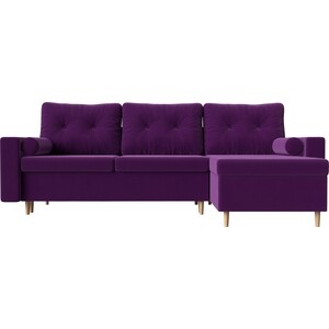 Угловой диван Мебелико Белфаст микровельвет фиолетовый правый угол