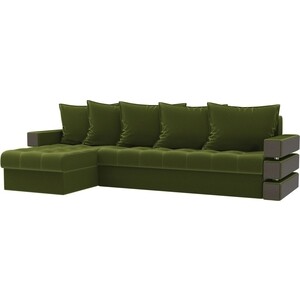 Диван угловой Мебелико Венеция микровельвет зеленый левый диван еврокнижка мебелико венеция микровельвет фиолетово черн