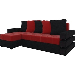 Диван угловой Мебелико Венеция микровельвет красно-черный левый диван еврокнижка мебелико венеция микровельвет фиолетово черн