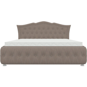 Кровать двуспальная Мебелико Герда микровельвет коричневый кровать мебелико кариба эко кожа коричневый