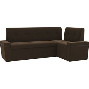 Кухонный угловой диван Мебелико Деметра микровельвет (коричневый) правый угол угловой диван мебелико комфорт 12 32 правый