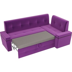 Кухонный угловой диван Мебелико Деметра микровельвет (фиолетовый) правый угол
