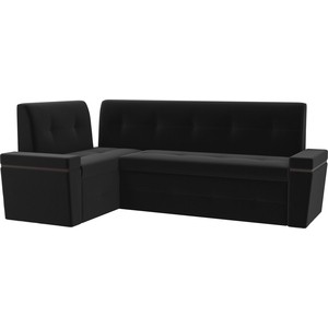 Кухонный угловой диван Мебелико Деметра микровельвет (черный) левый угол диван угловой мебелико эмир п микровельвет фиолетовый