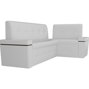 Кухонный угловой диван Мебелико Деметра эко-кожа (белый) правый угол
