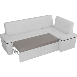 Кухонный угловой диван Мебелико Деметра эко-кожа (белый) правый угол