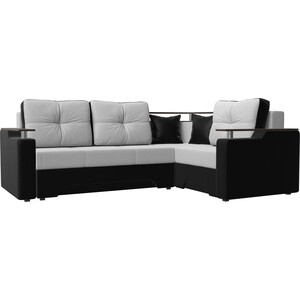Диван угловой Мебелико Комфорт эко-кожа бело-черный правый угловой диван мебелико комфорт 12 32 правый