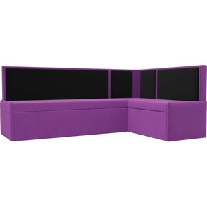 Кухонный угловой диван Мебелико Кристина микровельвет фиолетово/черный правый диван еврокнижка мебелико венеция микровельвет фиолетово черн