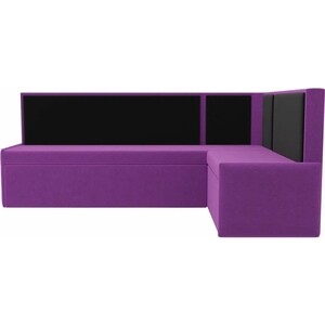 Кухонный угловой диван Мебелико Кристина микровельвет фиолетово/черный правый