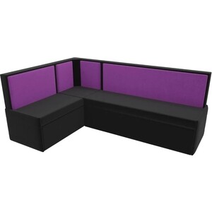 Кухонный угловой диван Мебелико Кристина микровельвет черно/фиолетовый левый