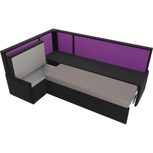 Кухонный угловой диван Мебелико Кристина микровельвет черно/фиолетовый левый