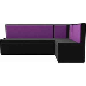 Кухонный угловой диван Мебелико Кристина микровельвет черно/фиолетовый правый