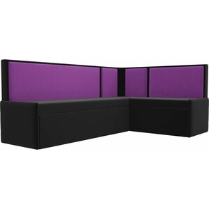 Кухонный угловой диван Мебелико Кристина микровельвет черно/фиолетовый правый