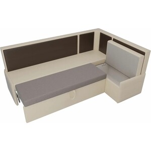 Кухонный угловой диван Мебелико Кристина эко-кожа бежево/коричневый правый