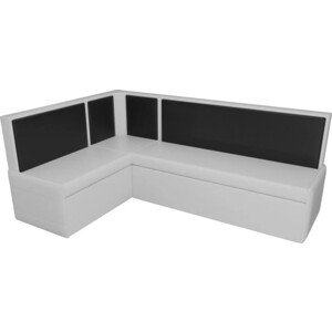 Кухонный угловой диван Мебелико Кристина эко-кожа бело/черный левый