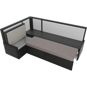 Кухонный угловой диван Мебелико Кристина эко-кожа черно/белый левый