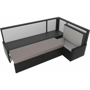 Кухонный угловой диван Мебелико Кристина эко-кожа черно/белый правый