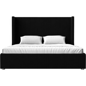 Кровать Мебелико Ларго микровельвет черный кровать двуспальная мебелико герда микровельвет