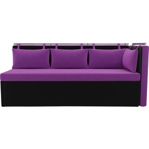 Кухонный угловой диван Мебелико Метро микровельвет фиолетово-черный угол правый