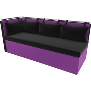 Кухонный угловой диван Мебелико Метро микровельвет черно-фиолетовый угол левый