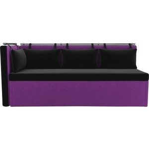 Кухонный угловой диван Мебелико Метро микровельвет черно-фиолетовый угол левый