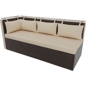 Кухонный угловой диван Мебелико Метро эко-кожа бежево-коричневый угол левый