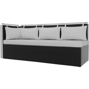Кухонный угловой диван Мебелико Метро эко-кожа бело-черный угол левый угловой диван мебелико комфорт 32 12 левый
