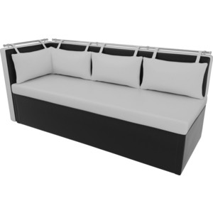 Кухонный угловой диван Мебелико Метро эко-кожа бело-черный угол левый