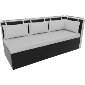 Кухонный угловой диван Мебелико Метро эко-кожа белый-черный угол правый