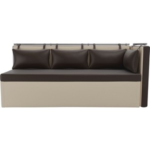Кухонный угловой диван Мебелико Метро эко-кожа коричнево-бежевый угол правый