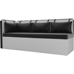 Кухонный угловой диван Мебелико Метро эко-кожа черно-белый угол левый угловой диван мебелико комфорт 32 12 левый