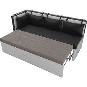 Кухонный угловой диван Мебелико Метро эко-кожа черно-белый угол левый